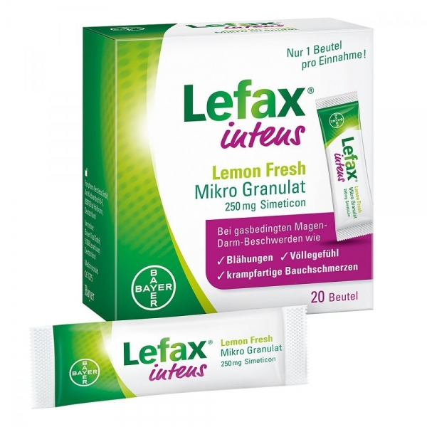 Lefax intens 250 mg Lemon fresh Mikrogranulat, 20 St.